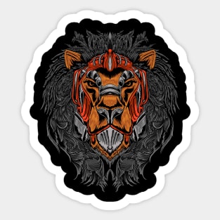 Wise Lion Mecha Head Sticker